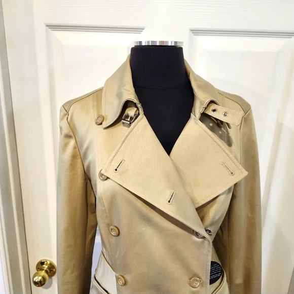 NWT Express sz 6 Women's Double Breasted Long Trench Coat in Tan - Picture 3 of 9